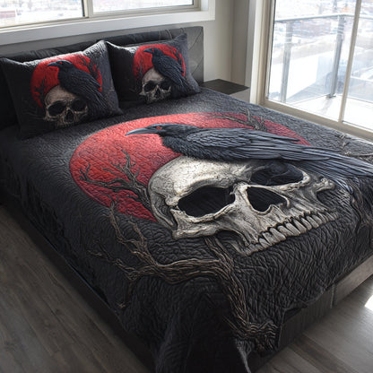 Skull Crow 3-Piece Quilted Bedding Set NCU0PVL916