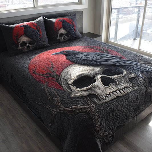 Skull Crow 3-Piece Quilted Bedding Set NCU0PVL916