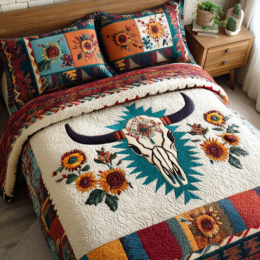 Skull Frontier 3-Piece Quilted Bedding Set NCU0NTD1695