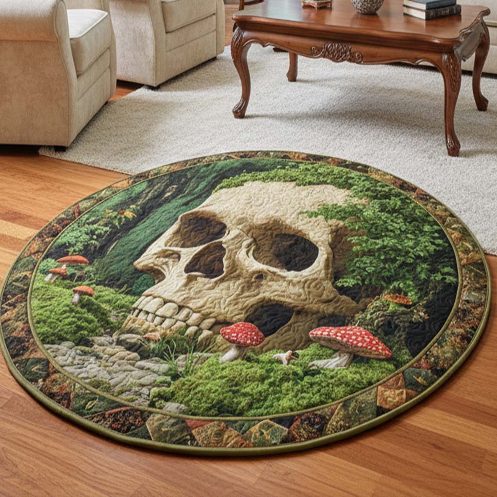 Skull Meadow Quilted Round Mat NCU0NNT2601