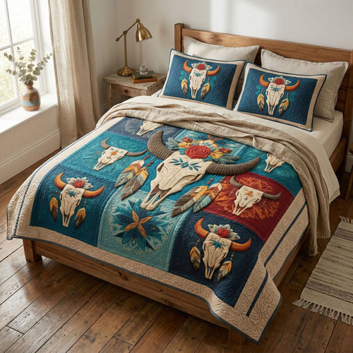 Skull Spirit 3-Piece Quilted Bedding Set NCU0NTD1684