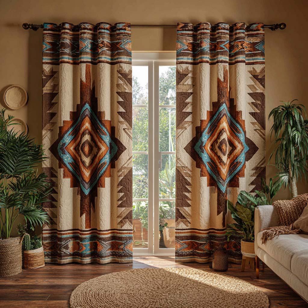 Sky Blue Diamond Peak Quilted Curtains NCU0NXD1153