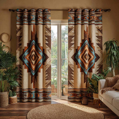 Sky Blue Diamond Peak Quilted Curtains NCU0NXD1153