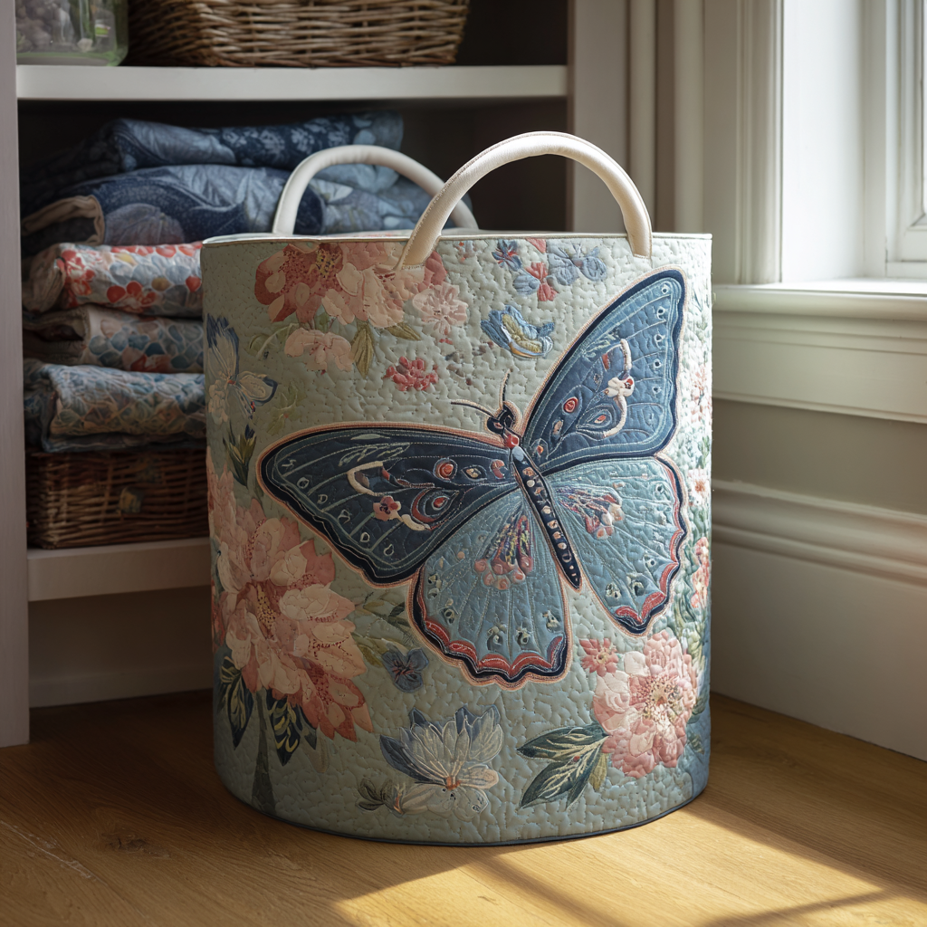 Butterfly Quilted Laundry Basket NCU0QN020