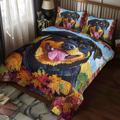 Sky Gazing Rottweiler Throw 3-Piece Quilted Bedding Set NCU0PT568