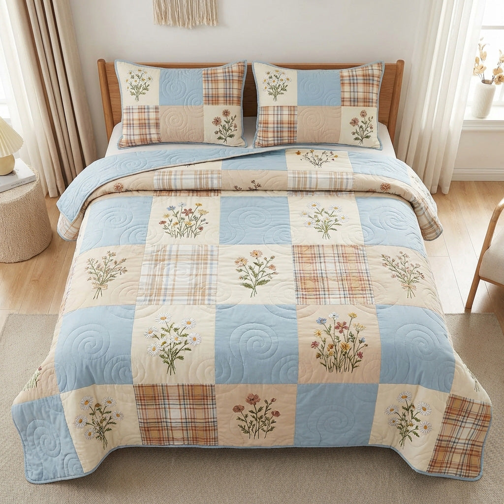 Sky Meadow 3-Piece Quilted Bedding Set NCU0NTV1008