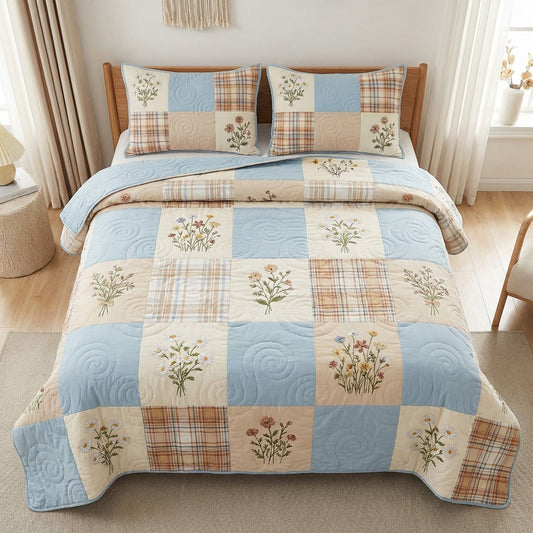 Sky Meadow 3-Piece Quilted Bedding Set NCU0NTV1008