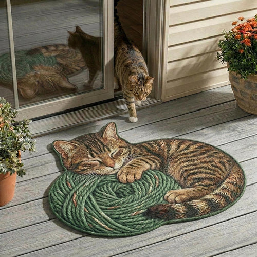 Sleeping Cat Custom Shape Doormat NCU0DV2086