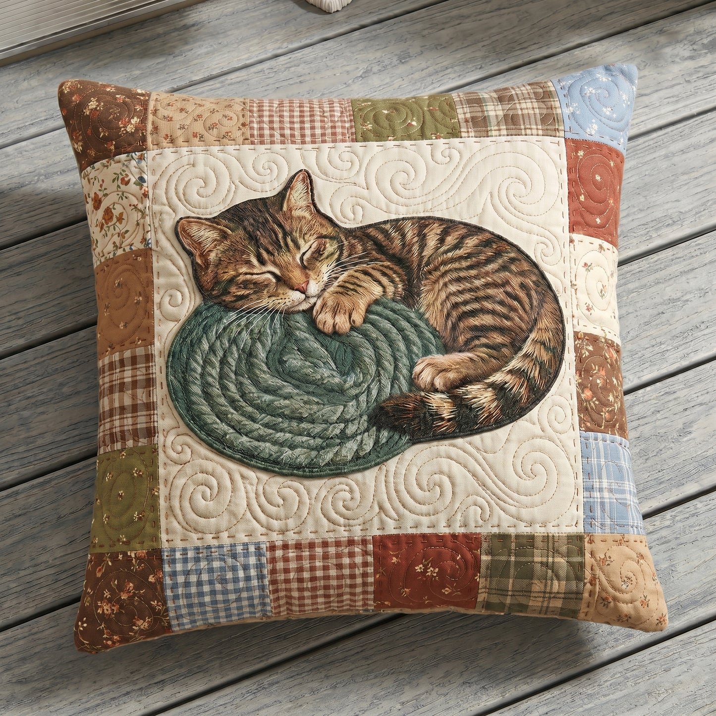 Sleeping Cat Quilted Pillow Case NCU0DV2086