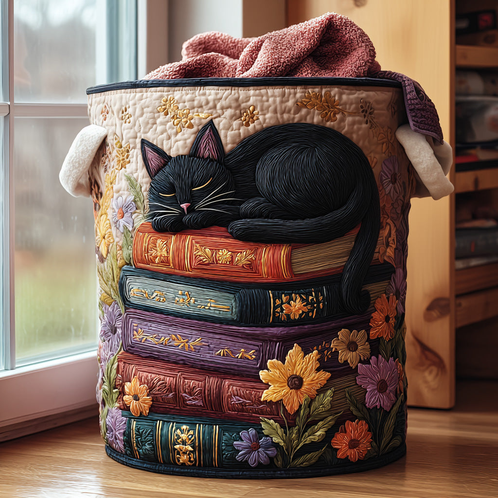 Warm Cabin Whiskers Quilted Laundry Basket NCU0PTT2817