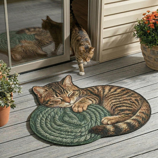 Sleeping Cat Custom Shape Doormat NCU0DV2086