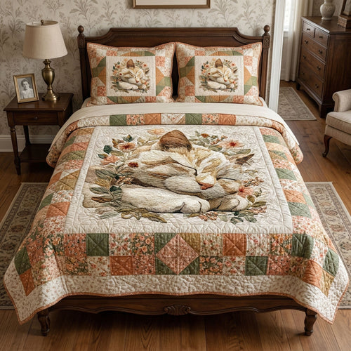 Sleeping Cat Garden 3-Piece Quilted Bedding Set NCU0NT12470