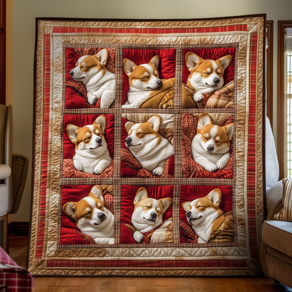 Sleepy Corgis Quilted Blanket NCU0PT921