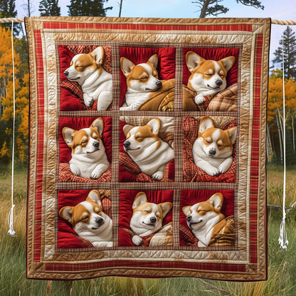 Sleepy Corgis Quilted Blanket NCU0PT921