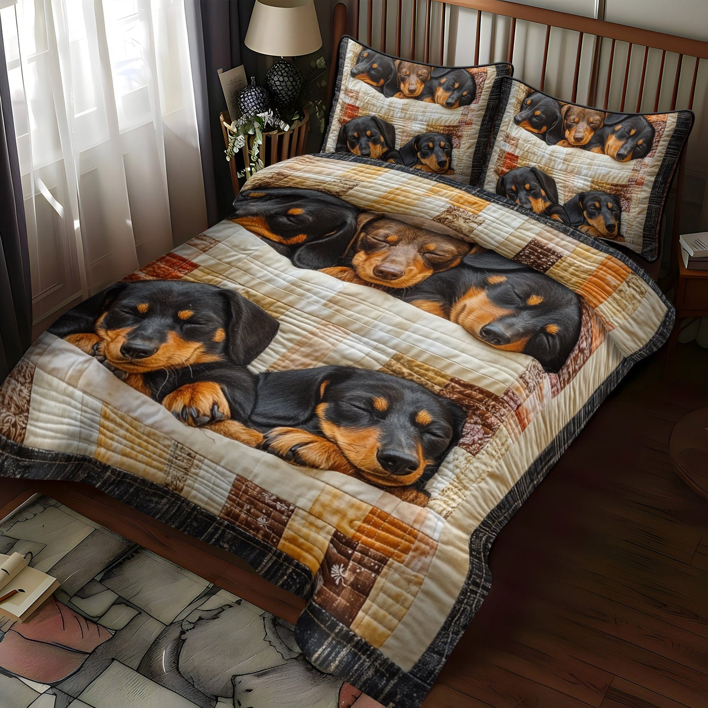 Sleepy Quartet 3-Piece Quilted Bedding Set NCU0NT1657