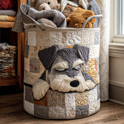 Sleepy Schnauzer Quilted Laundry Basket NCU0NNT1694