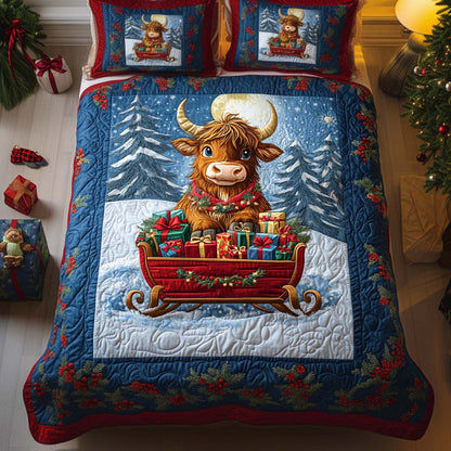 Sleigh Bells 3-Piece Quilted Bedding Set NCU0NNT115