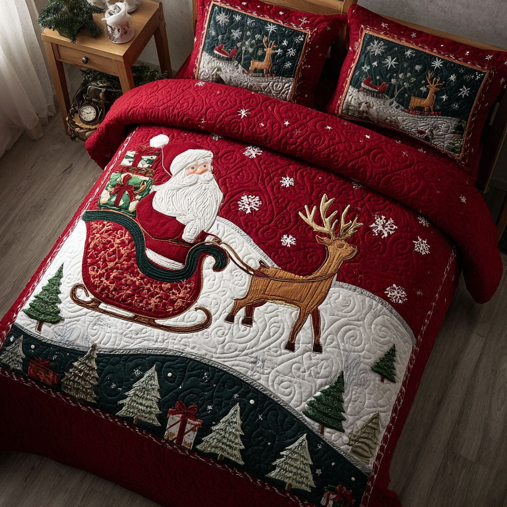 Sleigh Bells Journey 3-Piece Quilted Bedding Set NCU0PTT1865