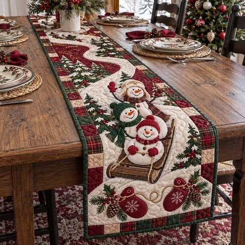 Sleigh Snowman Quilted Table Runner NCU0HNH1319