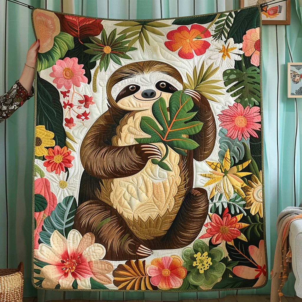 Sloth Sanctuary Quilted Blanket NCU0TL821