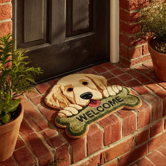 Smiling Golden Retriever Custom Shape Doormat NCU0HNH981