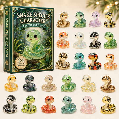 CHRISTMAS KICKOFF 40% OFF - Snake Species Advent Calendar 2026 - 24-Day Festive Countdown, Acrylic Charms Blind Box - Gift For Snake Lovers