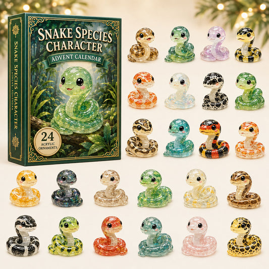 CHRISTMAS KICKOFF 40% OFF - Snake Species Advent Calendar 2026 - 24-Day Festive Countdown, Acrylic Charms Blind Box - Gift For Snake Lovers