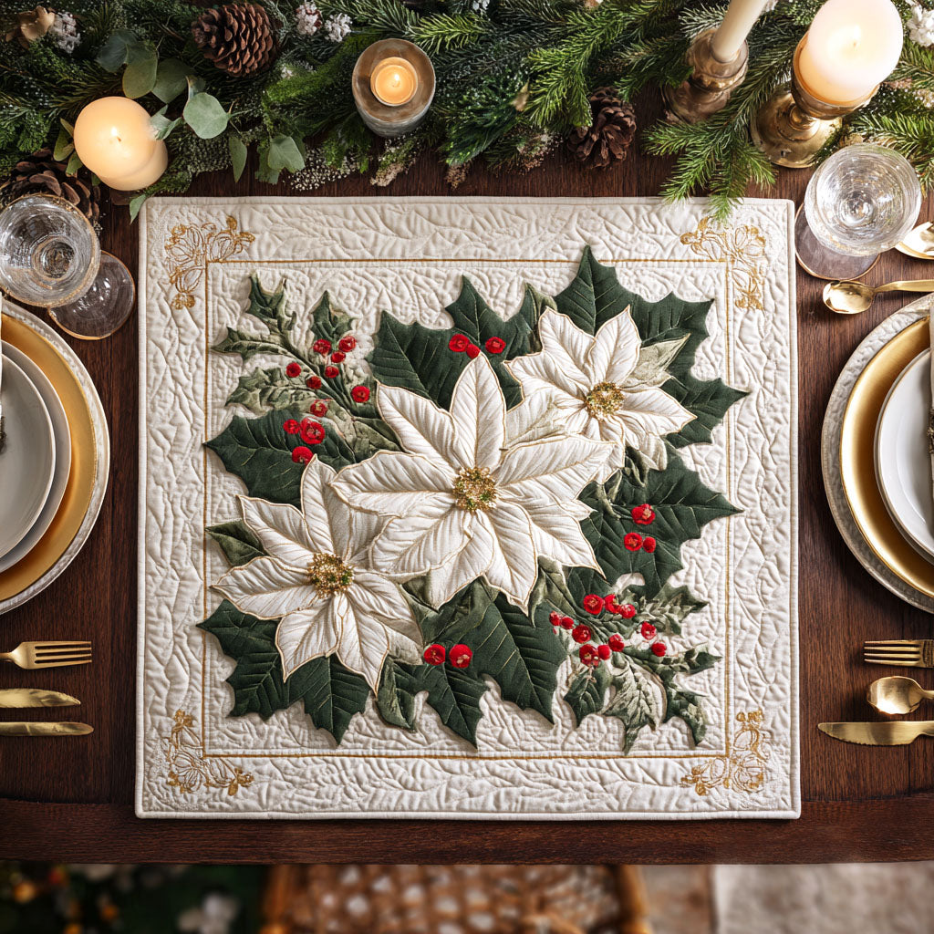 Snow Blossom Quilted Table Topper NCU0NTV112