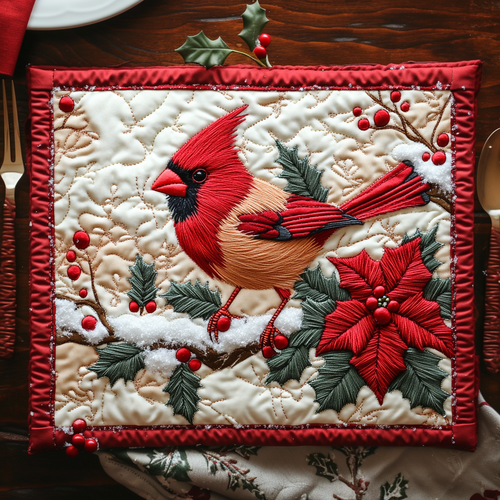 Snow Cardinal Quilted Placemat NCU0DV1129