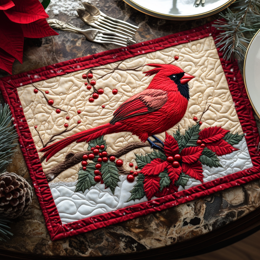 Snow Cardinal Quilted Placemat NCU0DV1130