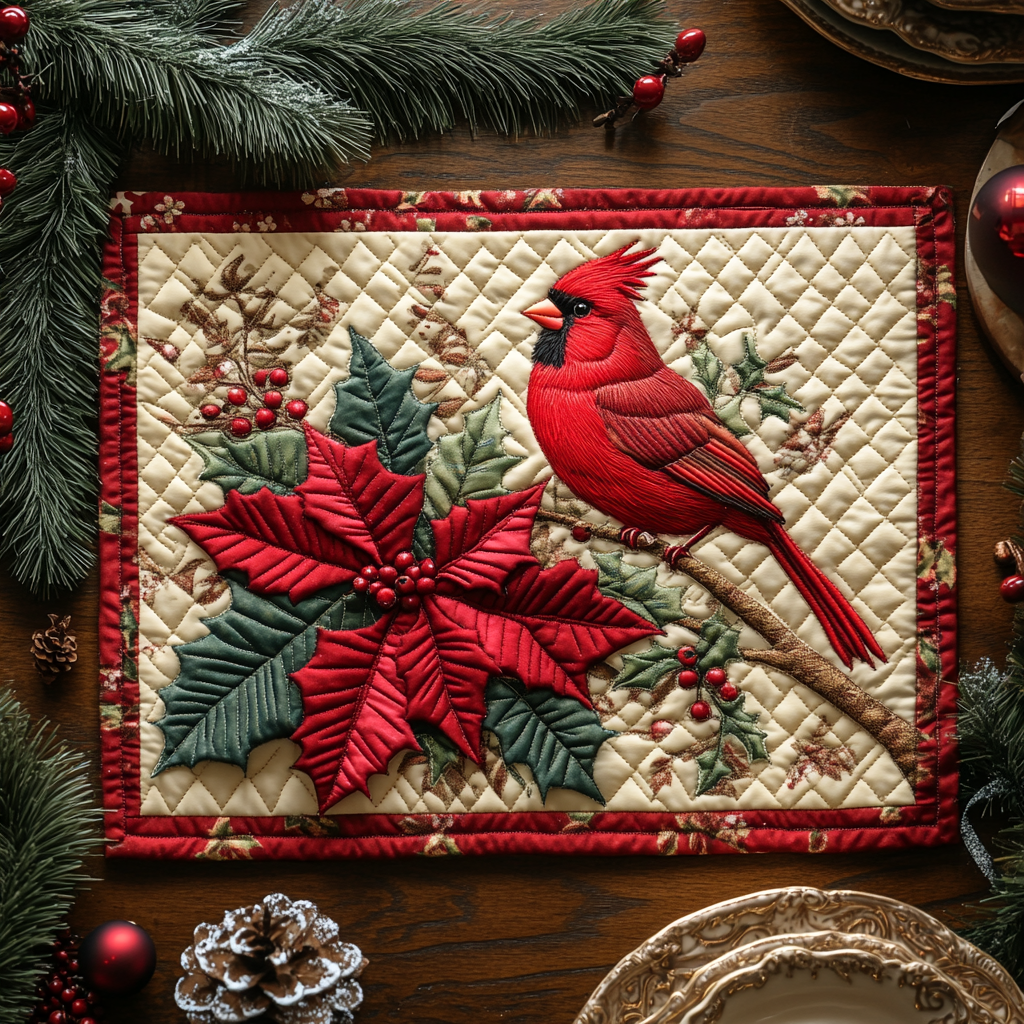 Winter Cardinal Quilted Blanket NCU0VH050