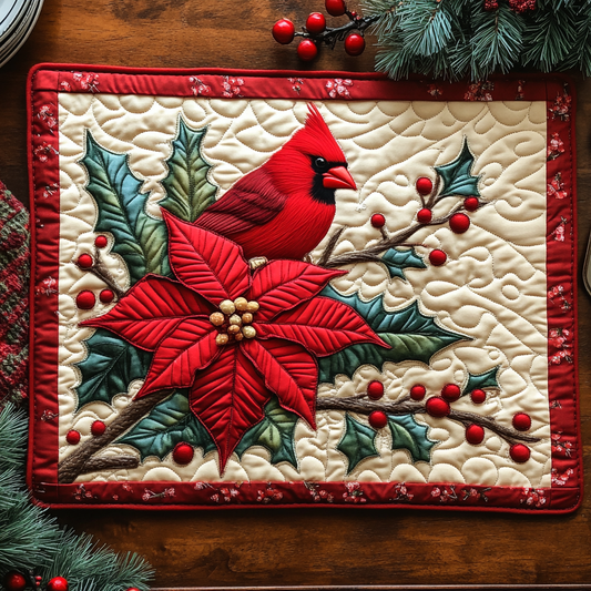 Snow Cardinal Quilted Placemat NCU0DV1132