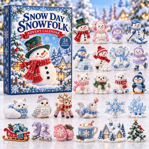 CHRISTMAS KICKOFF 40% OFF - Snow Day Snowfolk Advent Calendar 2026 - 24-Day Festive Countdown, Acrylic Charms Blind Box - Gift For Family and Friends AC0TD091