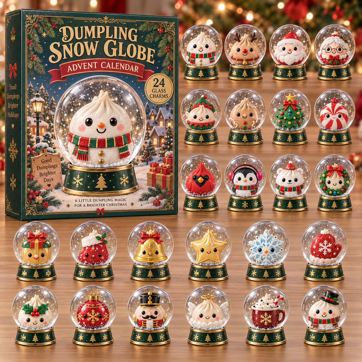 CHRISTMAS KICKOFF 40% OFF - Snow Globe Dumpling Advent Calendar 2026 - 24-Day Festive Countdown, Acrylic Charms Blind Box - Gift For Christmas Lovers AC0TV003