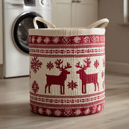 Snow Lantern Night Quilted Laundry Basket NCU0NTD1017