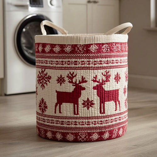 Snow Lantern Night Quilted Laundry Basket NCU0NTD1017