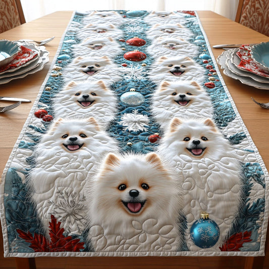 Snow Pom Quilted Table Runner NCU0NTD551