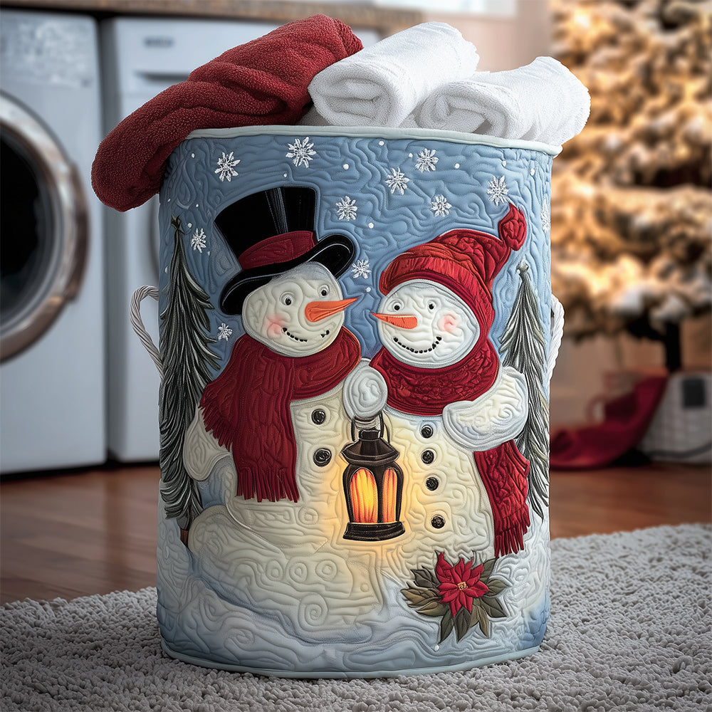 Snow Sweethearts Quilted Laundry Basket NCU0TH3180