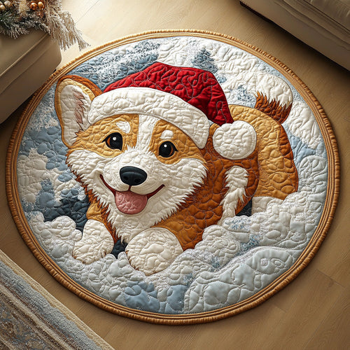 Snowball Corgi Quilted Round Mat NCU0LDH069