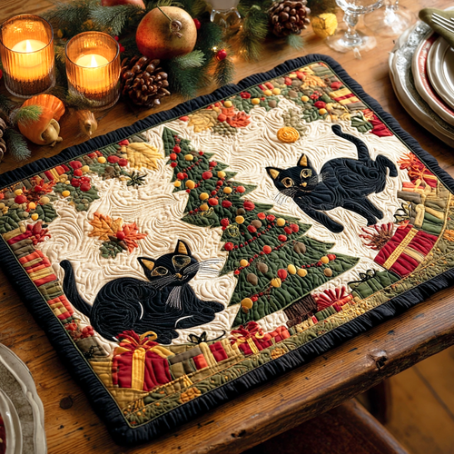 Snowbell Black Cat Quilted Place Mat NCU0NTD788