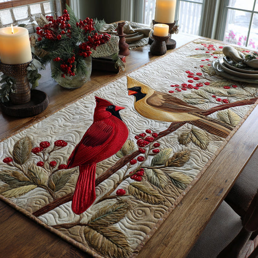 Snowberry Duet Quilted Table Runner NCU0DV1175