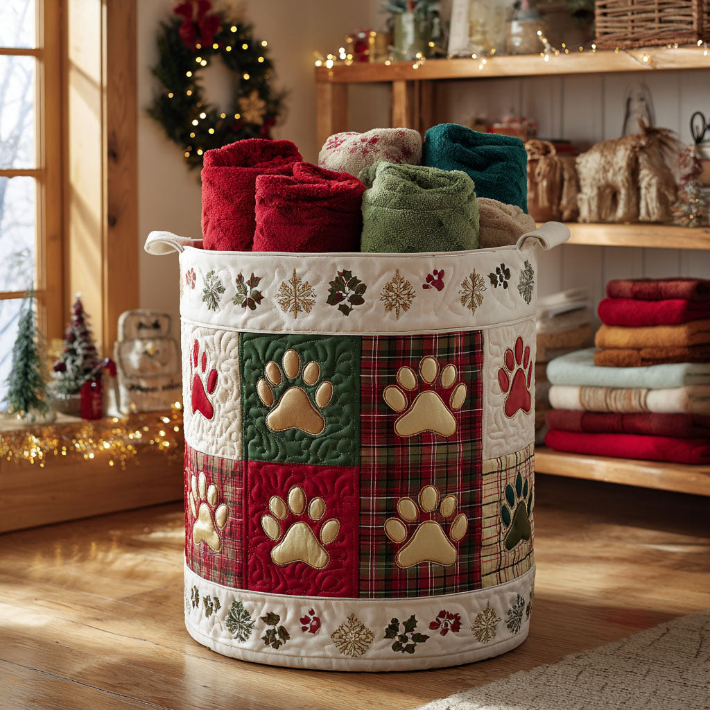 Snowberry Paw Cottage Quilted Laundry Basket NCU0NTV602