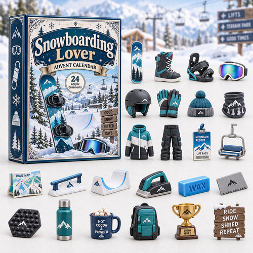 CHRISTMAS KICKOFF 40% OFF - Snowboarding Lover Advent Calendar 2026 - 24-Day Festive Countdown, Acrylic Charms Blind Box - Gift For Outdoor Hobby Lovers AC0HA268
