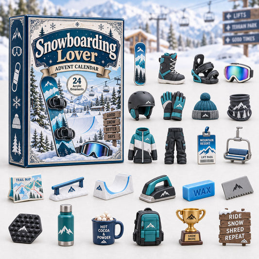 CHRISTMAS KICKOFF 40% OFF - Snowboarding Lover Advent Calendar 2026 - 24-Day Festive Countdown, Acrylic Charms Blind Box - Gift For Outdoor Hobby Lovers AC0HA268