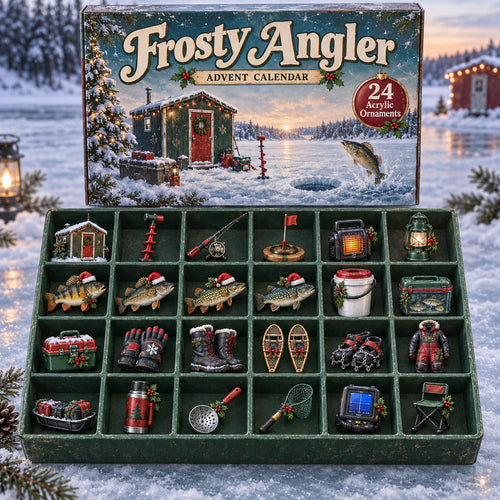 CHRISTMAS KICKOFF 40% OFF - Snowbound Angler Advent Calendar 2026 - 24-Day Festive Countdown, Acrylic Charms Blind Box - Gift For Family and Friends AC0TV039