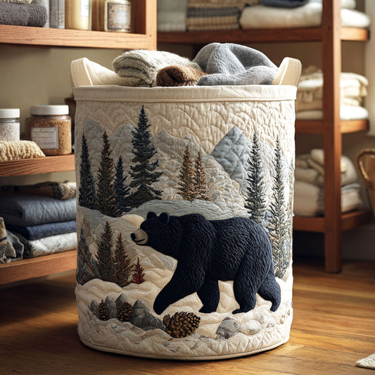 Snowbound Bear Quilted Laundry Basket NCU0NTV406