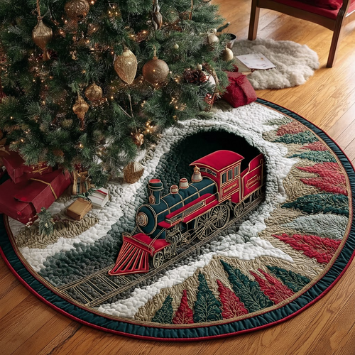 Snowbound Express Christmas Quilted Tree Skirt NCU0DDK1756