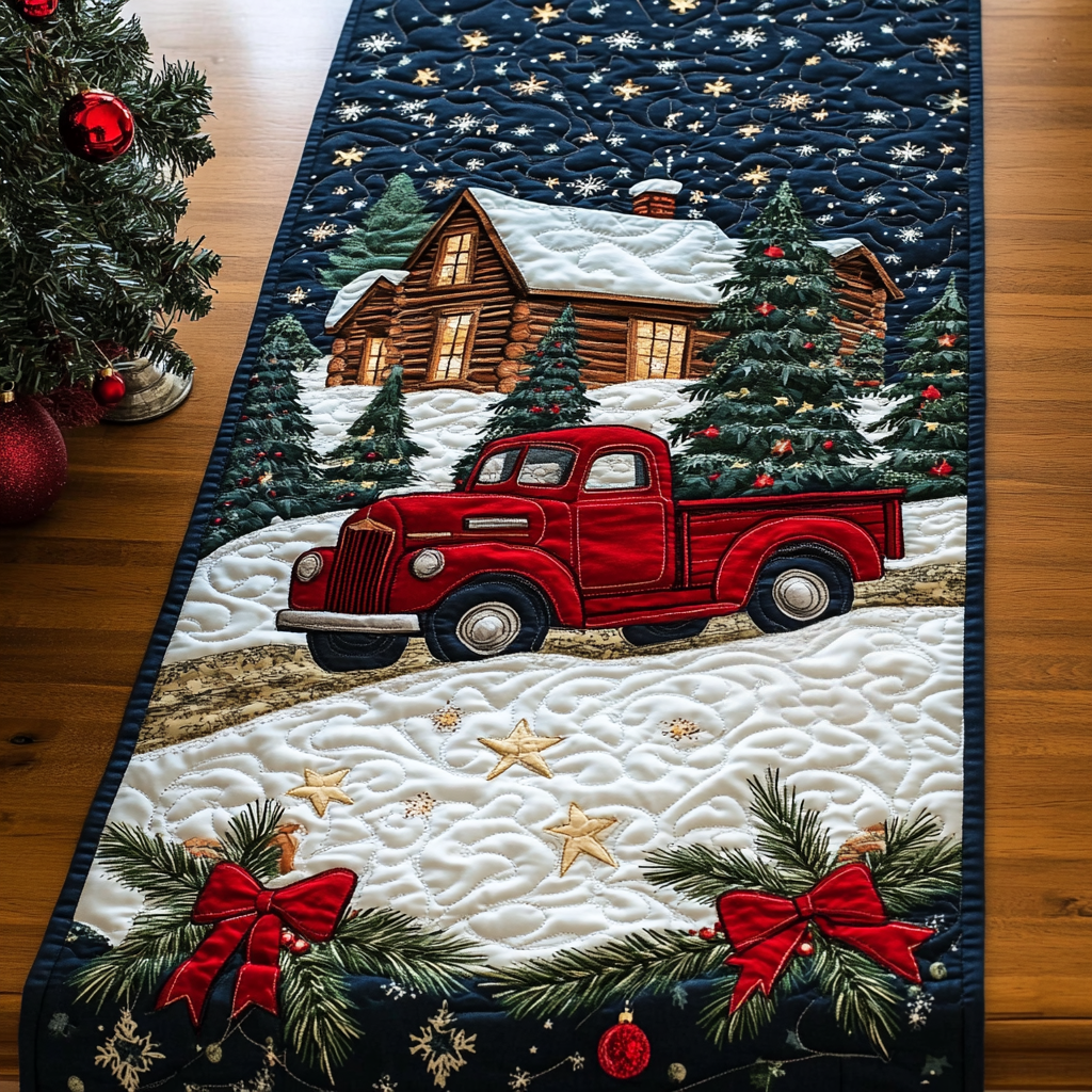 Snowbound Truck Quilted Table Runner NCU0DDK1335