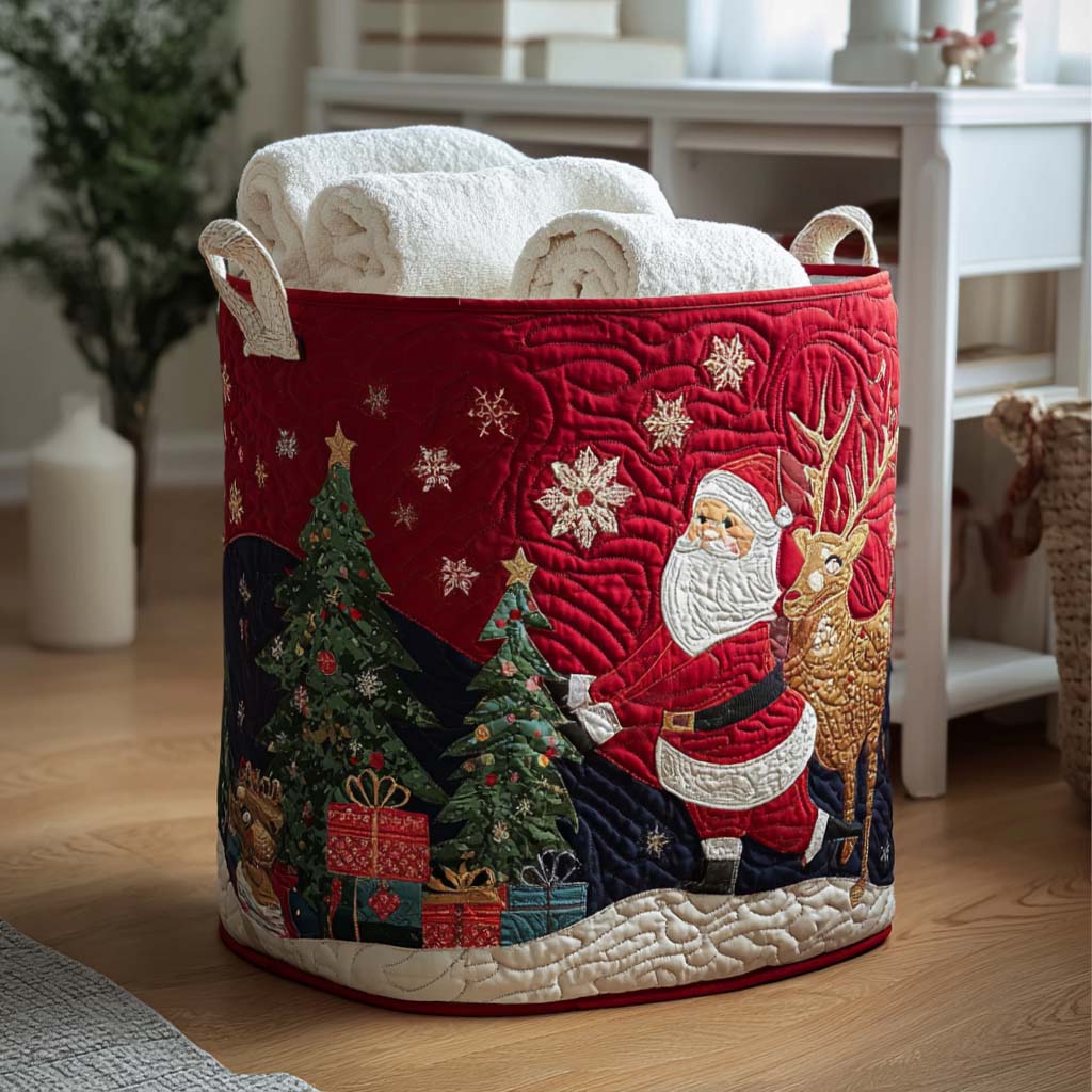 Snowfall Dreams Quilted Laundry Basket NCU0PTT1582