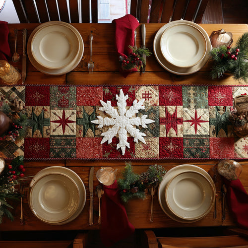 Snowflake Berry Field Quilted Table Runner NCU0HNH748